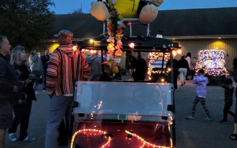 golf cart with stuffed animal